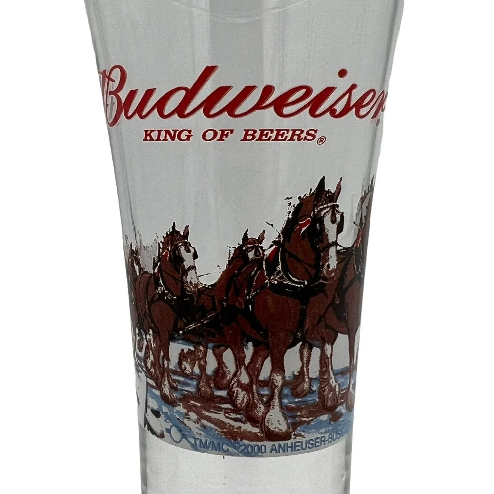 Budweiser Clydesdale 2000 Holiday Pilsner Glass Anheuser Busch Millennium